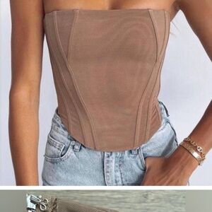 Women's Tan Strapless Top